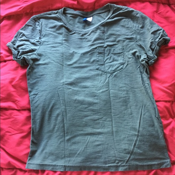 H&M Army Green T-shirt w/ rolled sleeves - Picture 1 of 2